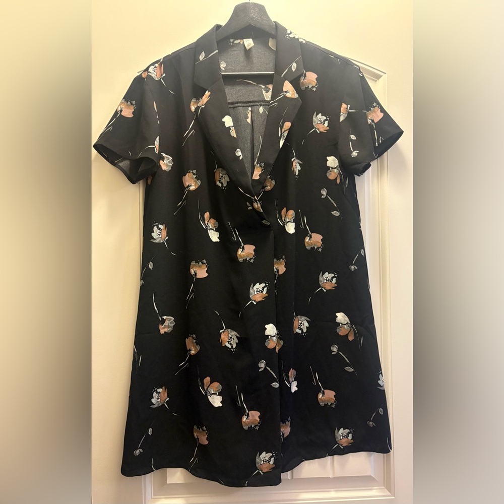 BP Women’s Floral Black Short Sleeve Mini Dress Size Small